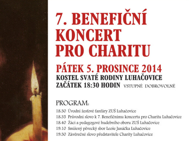 Benefiční koncert pro Charitu Luhačovice, hudební tečka za Vánočním jarmarkem před radnicí Benefiční koncert pro Charitu Luhačovice, hudební tečka za Vánočním jarmarkem před radnicí