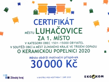Obyvatelé Luhačovic třídí odpad nejlépe z celého kraje Obyvatelé Luhačovic třídí odpad nejlépe z celého kraje